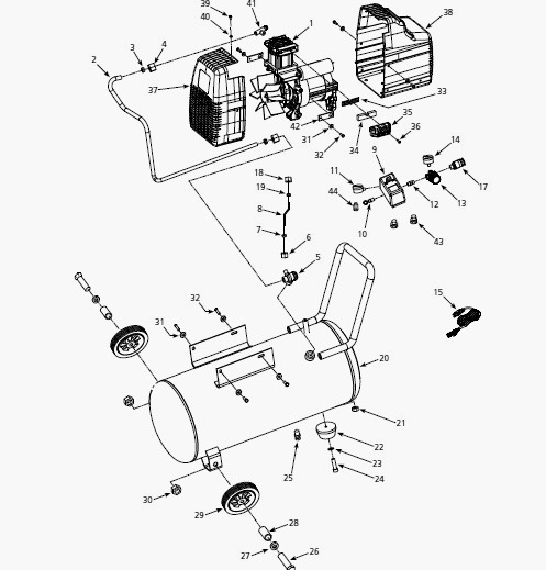 Tank Assembly Parts Diagram and Parts List for HJ300400  Campbell Hausfeld Compressor